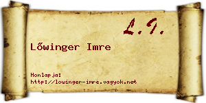Lőwinger Imre névjegykártya